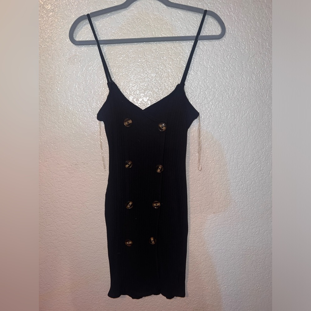 Heart & Hips Black Strappy Mini Knit Dress
